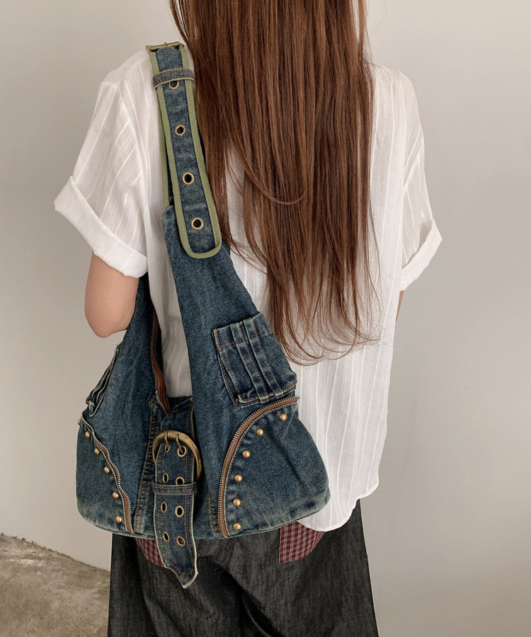 ビンテージデニムベルトショルダーバッグ blue
