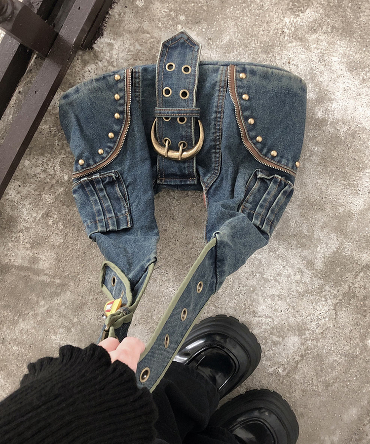 ビンテージデニムベルトショルダーバッグ
