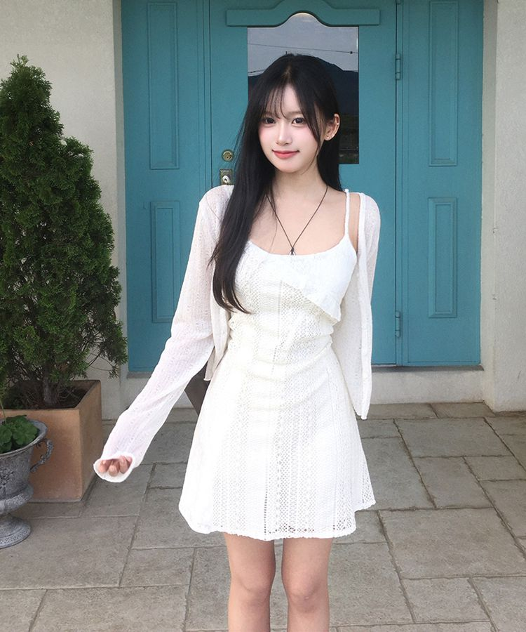 レースニットキャミソールミニワンピース CREAM(LONG)