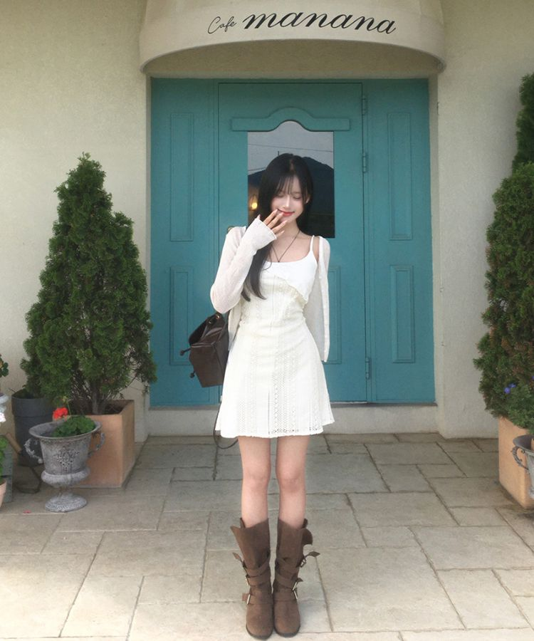 レースニットキャミソールミニワンピース CREAM(LONG)