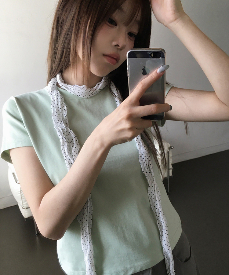 シフォンドットロングスカーフ WHITE