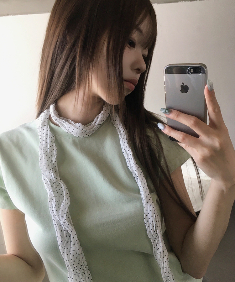 シフォンドットロングスカーフ WHITE