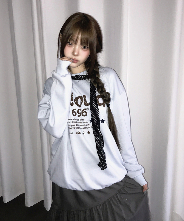 シフォンドットロングスカーフ BLACK