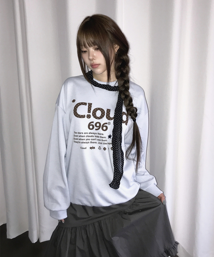 シフォンドットロングスカーフ BLACK