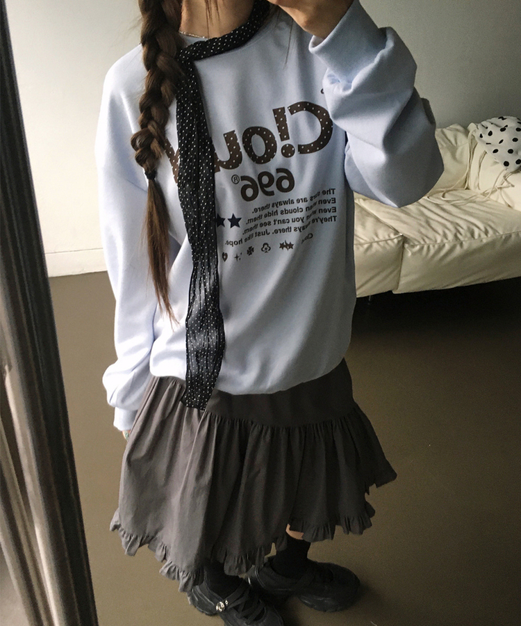 シフォンドットロングスカーフ BLACK