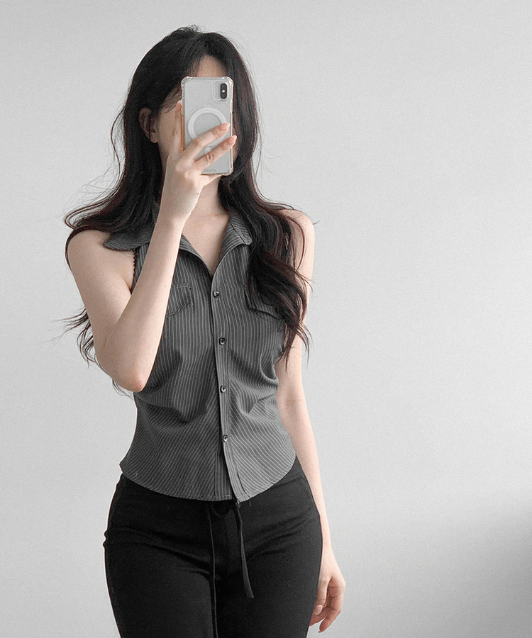 バックリボンブラウス GRAY