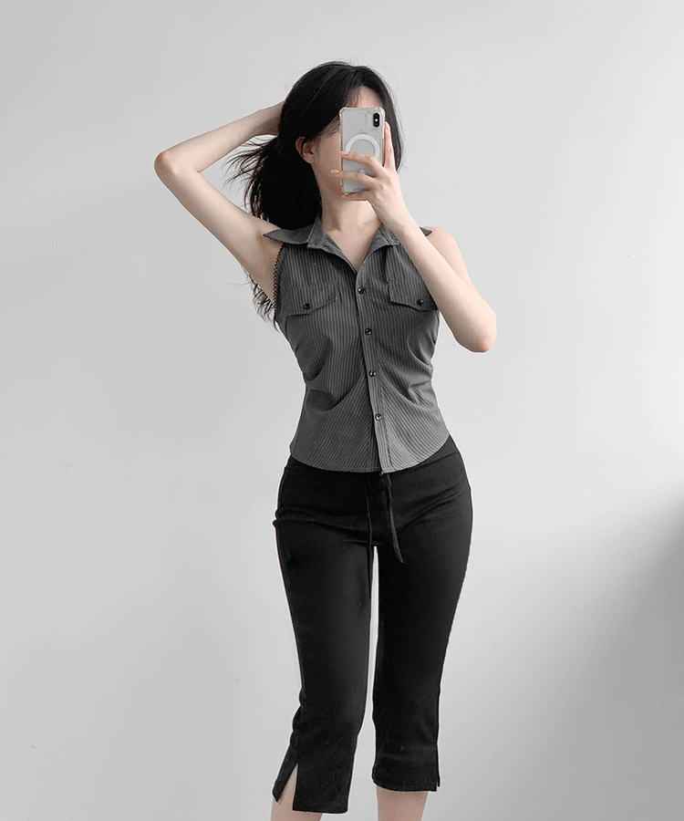 バックリボンブラウス GRAY