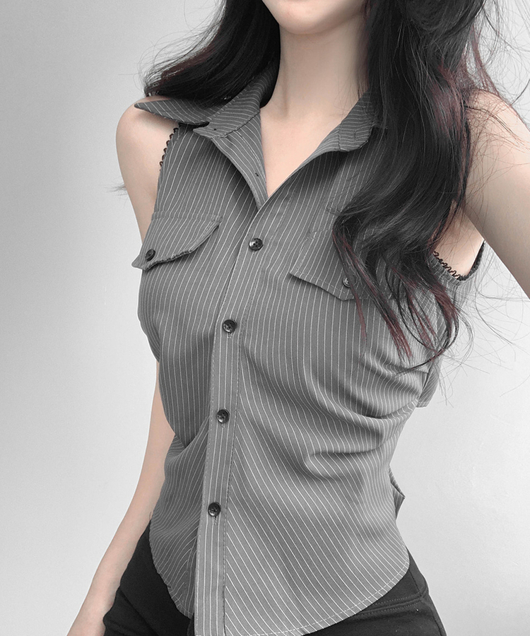 バックリボンブラウス GRAY