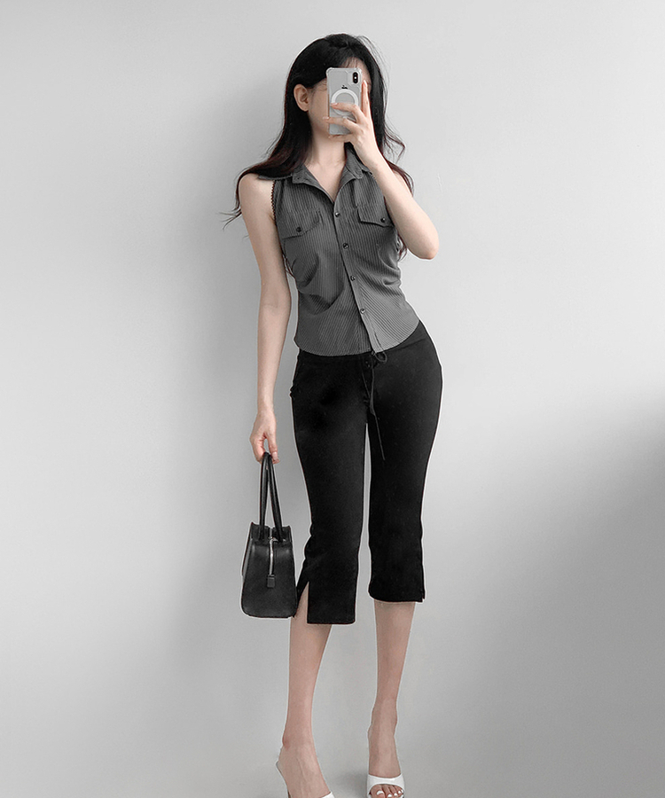 バックリボンブラウス GRAY