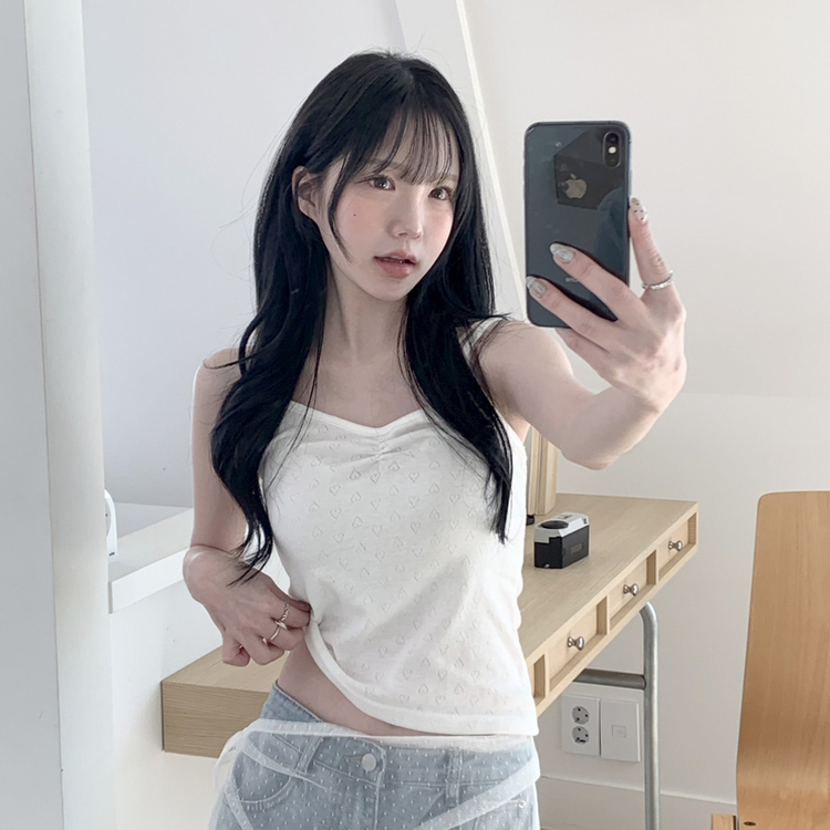 ハートパンチングシャーリングキャミソール IVORY