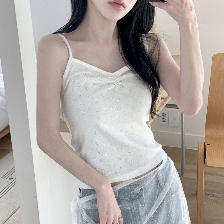 ハートパンチングシャーリングキャミソール IVORY