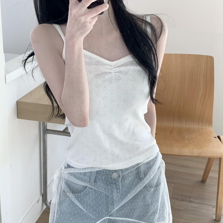 ハートパンチングシャーリングキャミソール IVORY