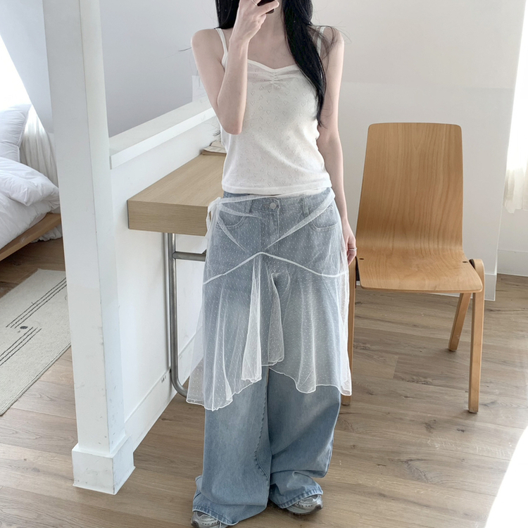 ハートパンチングシャーリングキャミソール IVORY