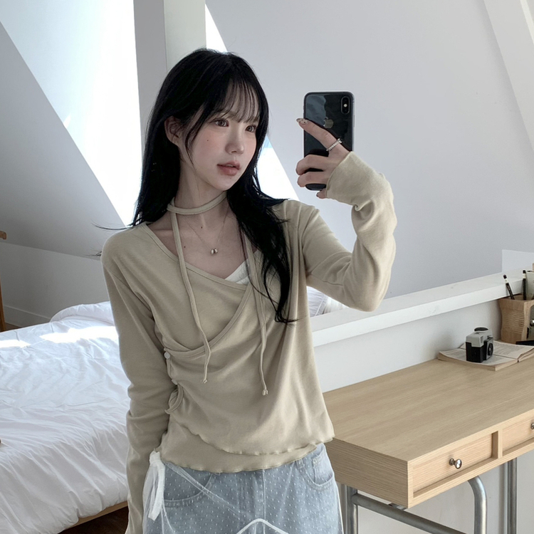 ハートパンチングシャーリングキャミソール IVORY