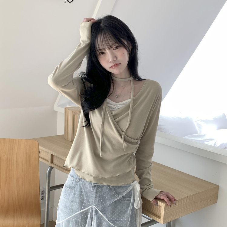 ハートパンチングシャーリングキャミソール IVORY