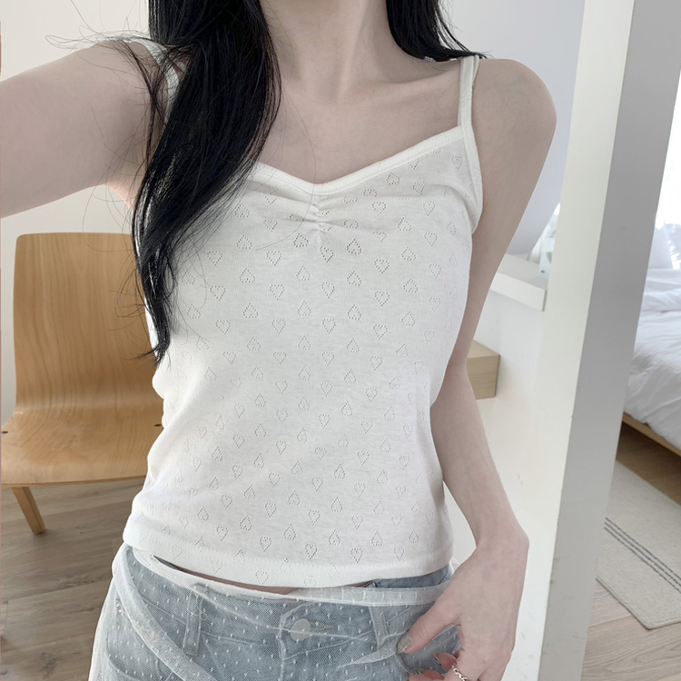 ハートパンチングシャーリングキャミソール IVORY