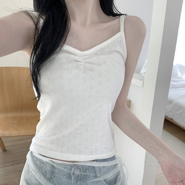 ハートパンチングシャーリングキャミソール IVORY