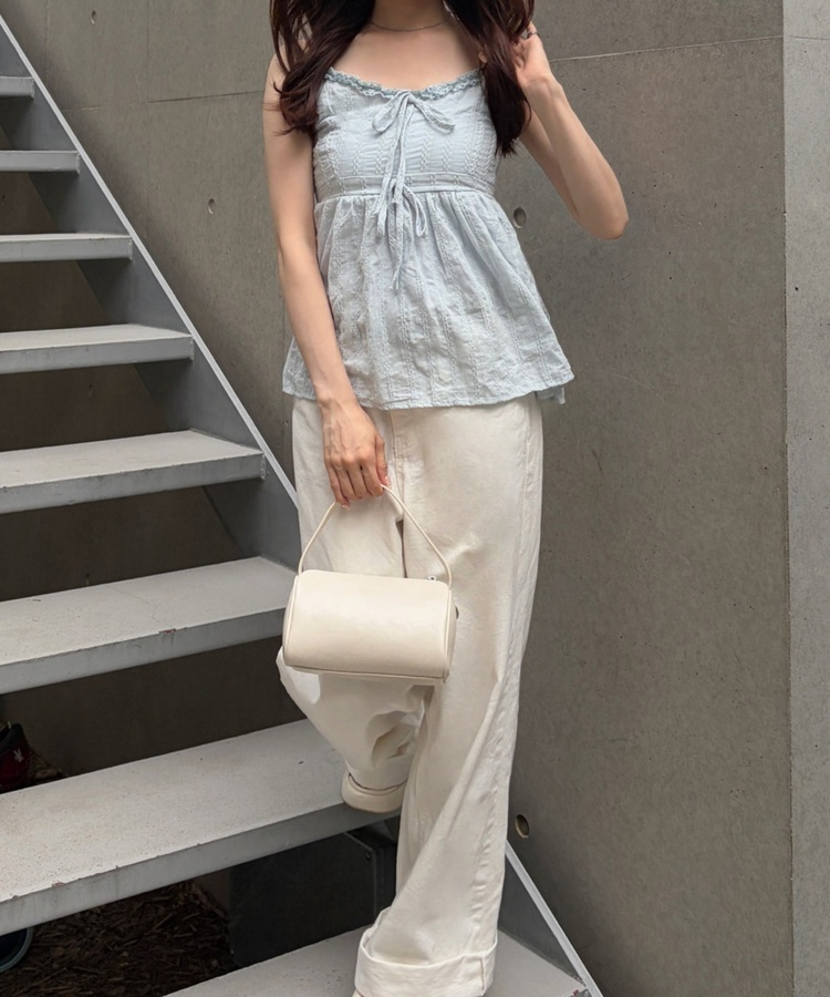 펀칭 레이스 플레어 뷔스티에 스카이블루