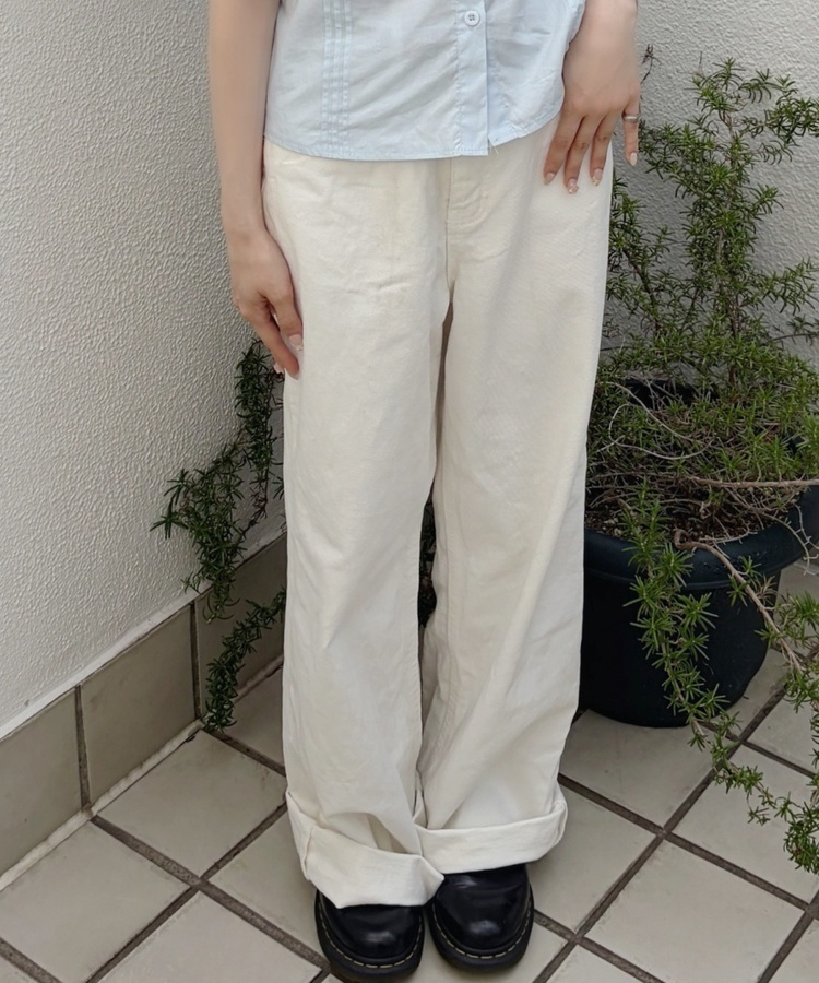 루즈 스트레이트 코튼 팬츠 화이트