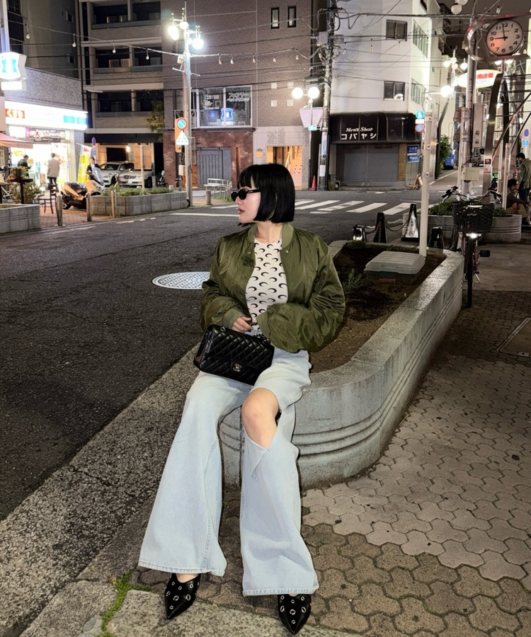 데미지 컷 와이드 데님 팬츠 연청