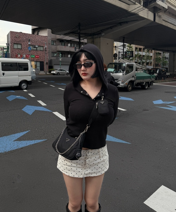 도트 미니 치마바지 화이트