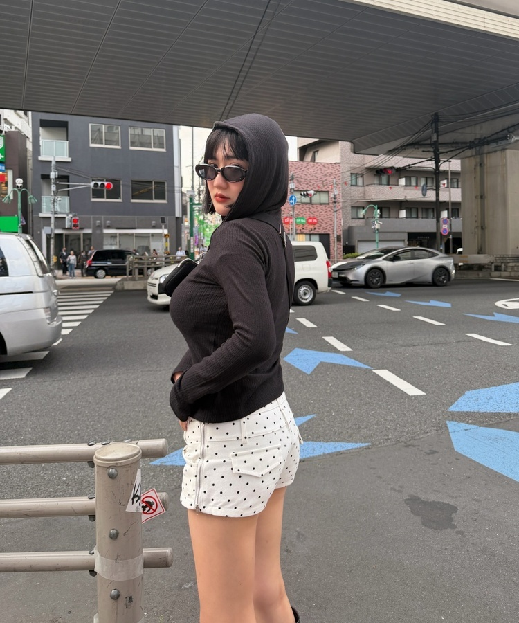 도트 미니 치마바지 화이트