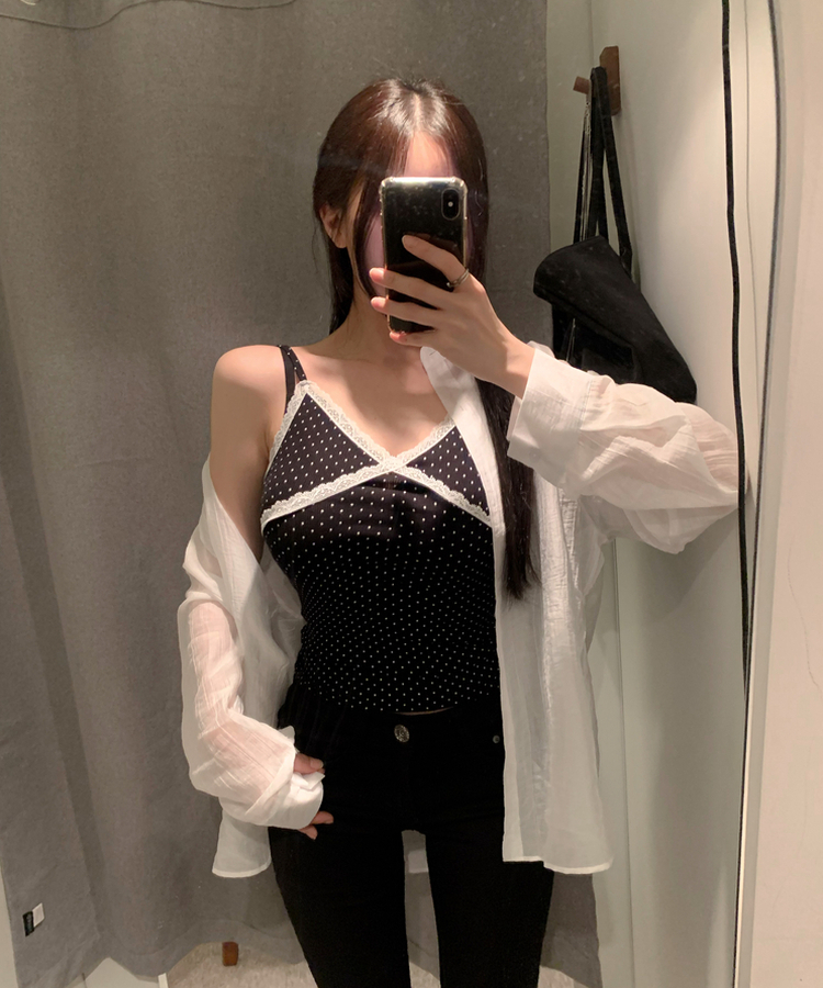 ルーズフィットカラー長袖シアーシャツ IVORY