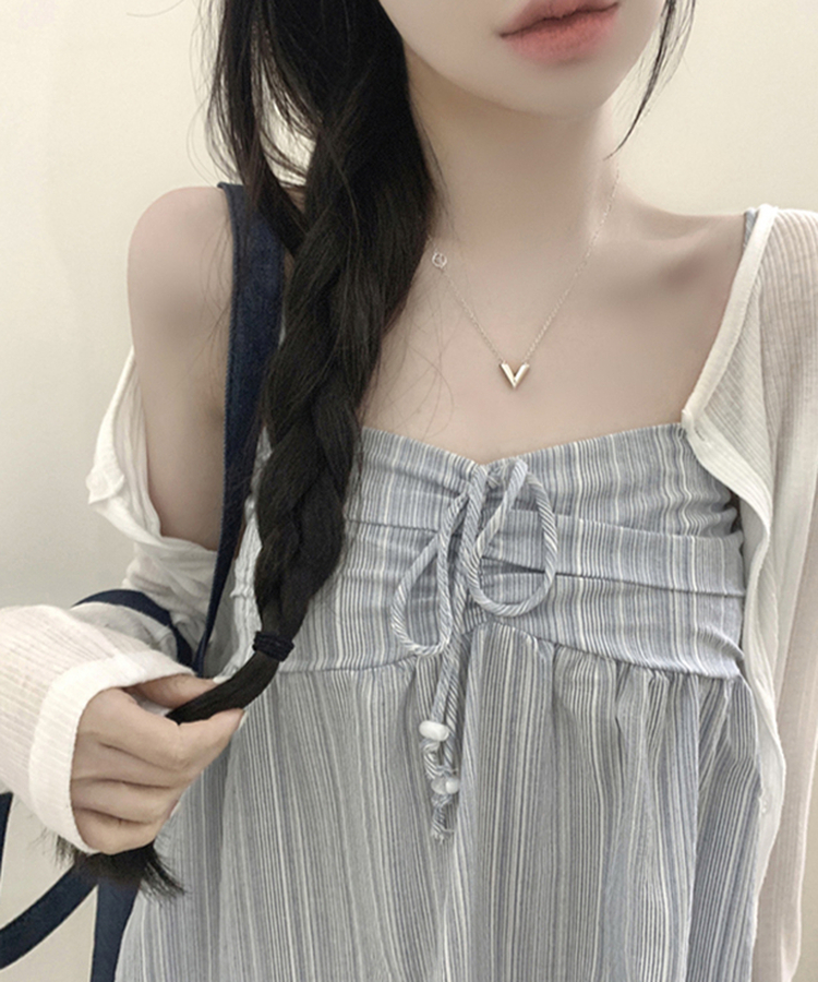 リボンレースフレアキャミソール SKY BLUE