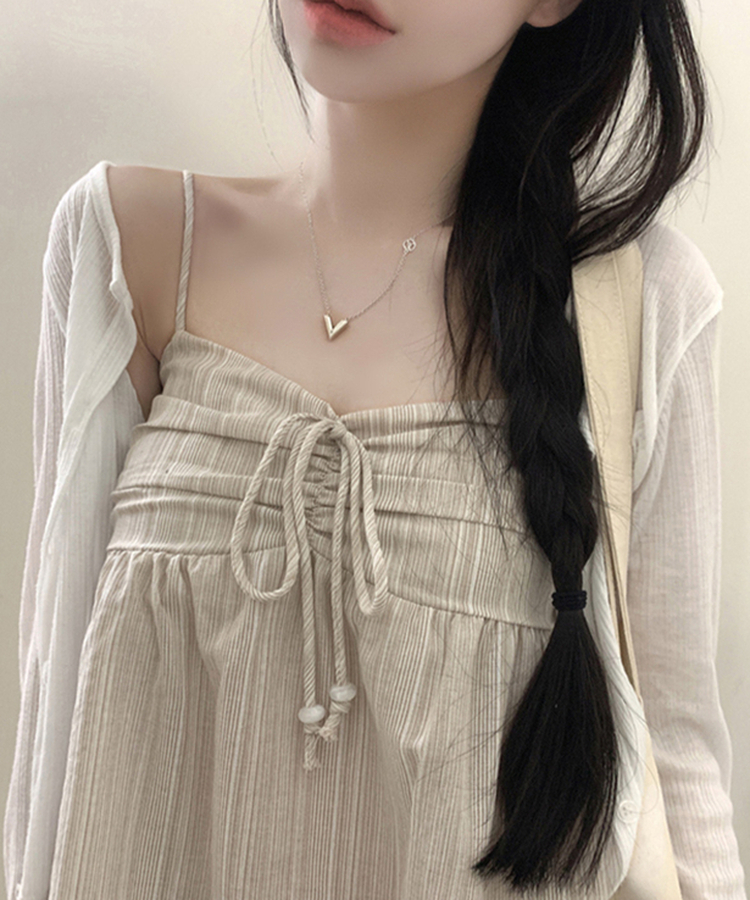 リボンレースフレアキャミソール BEIGE