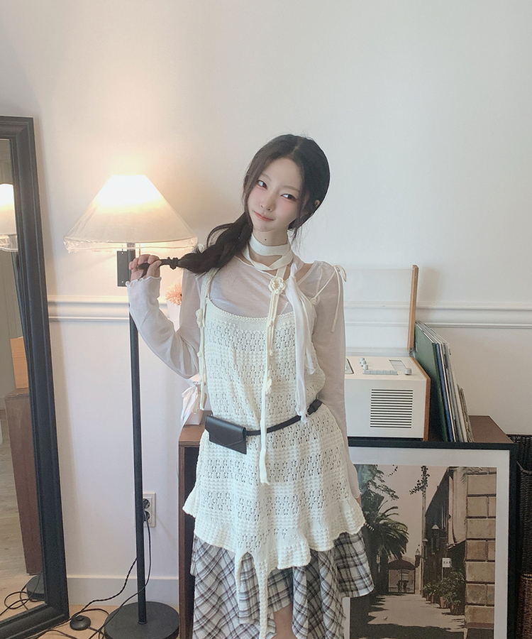 【＋タイ】キャミソールニットワンピース IVORY