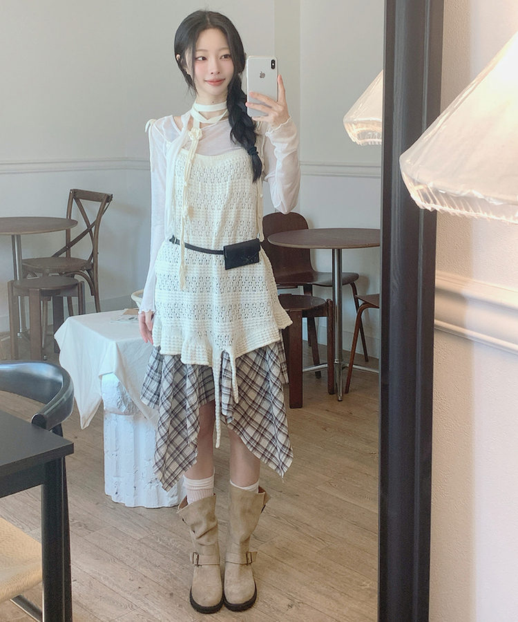 【＋タイ】キャミソールニットワンピース IVORY