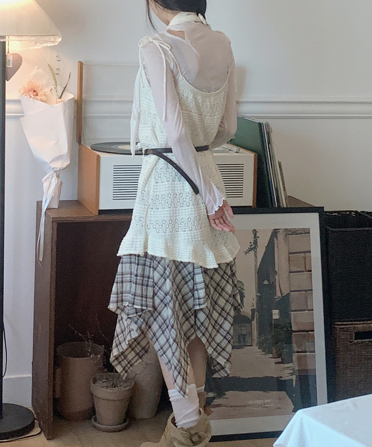 【＋タイ】キャミソールニットワンピース IVORY