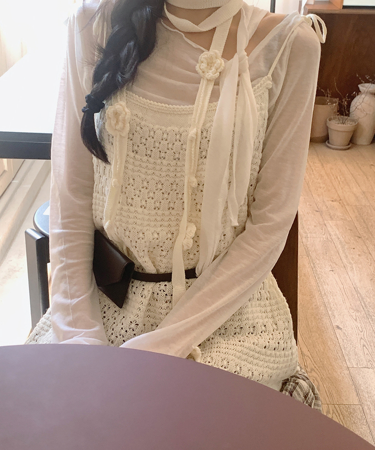 【＋タイ】キャミソールニットワンピース IVORY