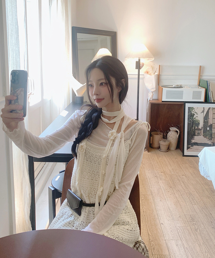 【＋タイ】キャミソールニットワンピース IVORY