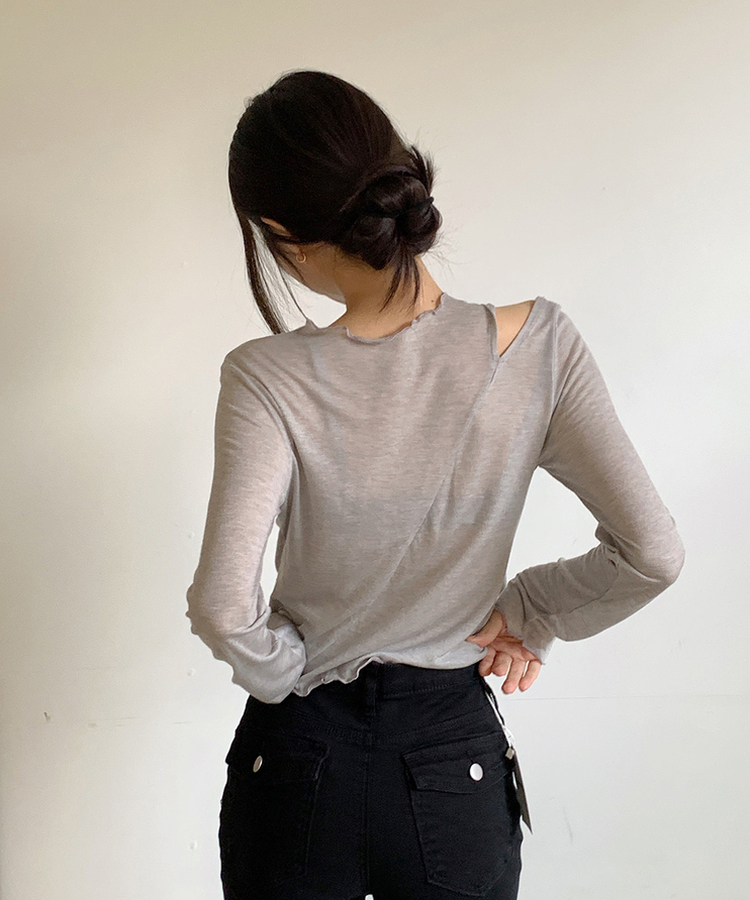 リボンスリムTシャツ GREY