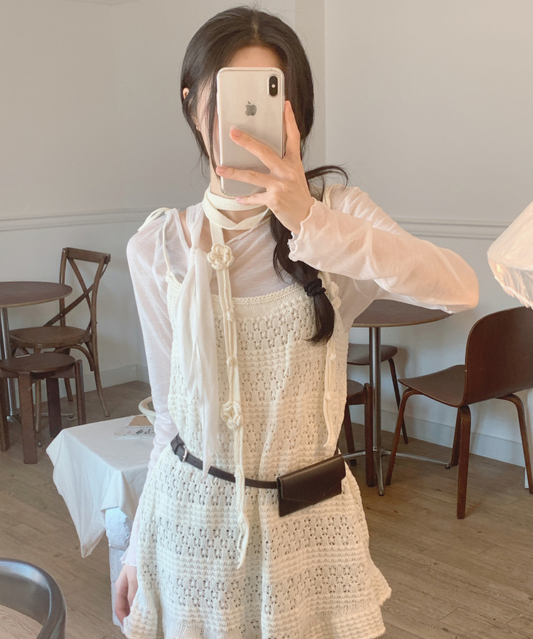 リボンスリムTシャツ IVORY