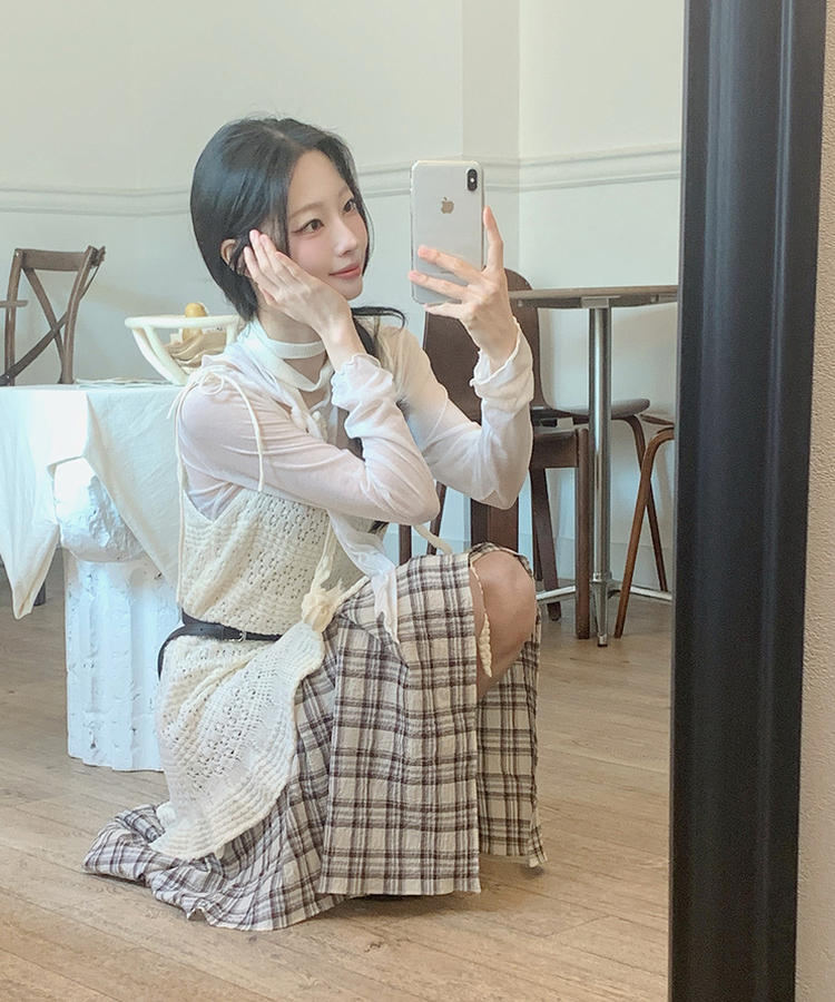 リボンスリムTシャツ IVORY