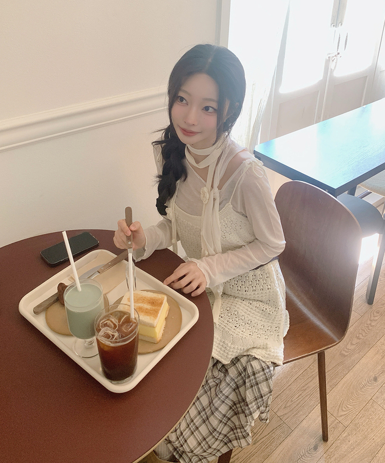 リボンスリムTシャツ IVORY