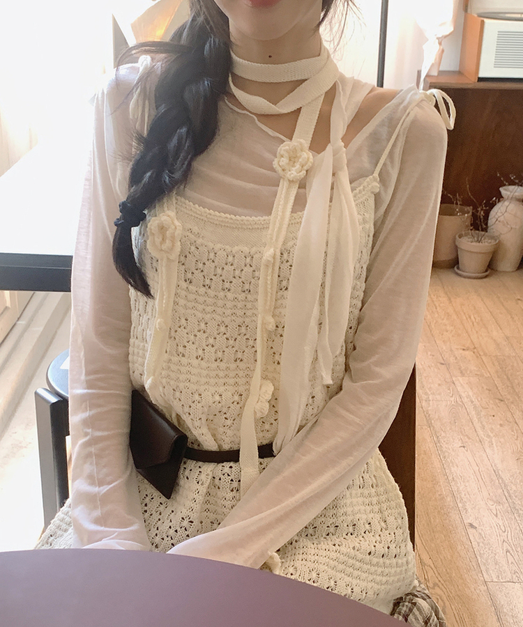 リボンスリムTシャツ IVORY