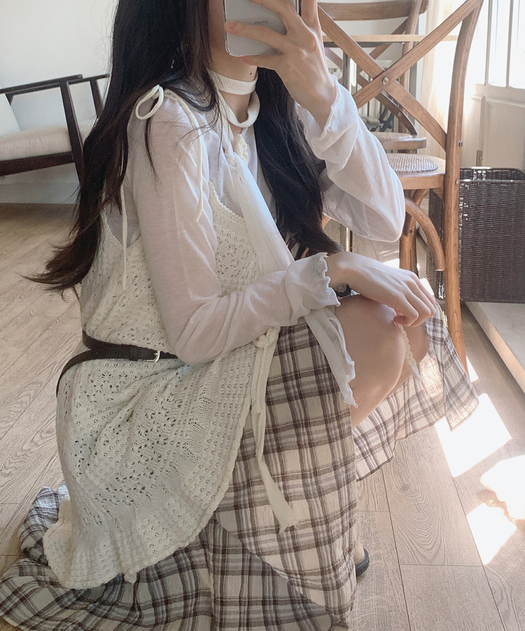 リボンスリムTシャツ IVORY