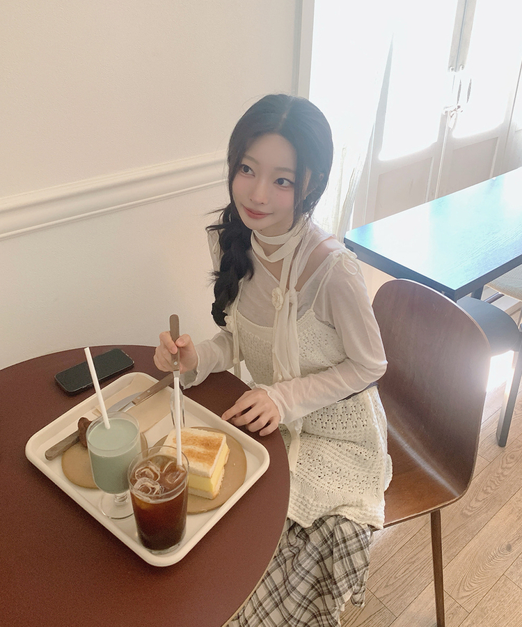 アンバランスチェックミディスカート BEIGE