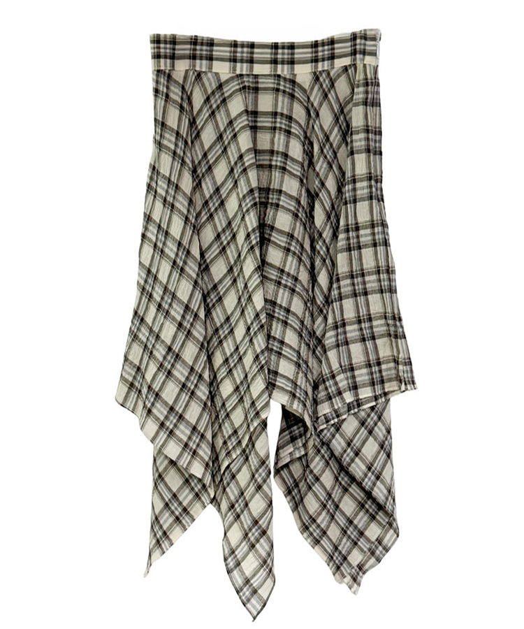 アンバランスチェックミディスカート