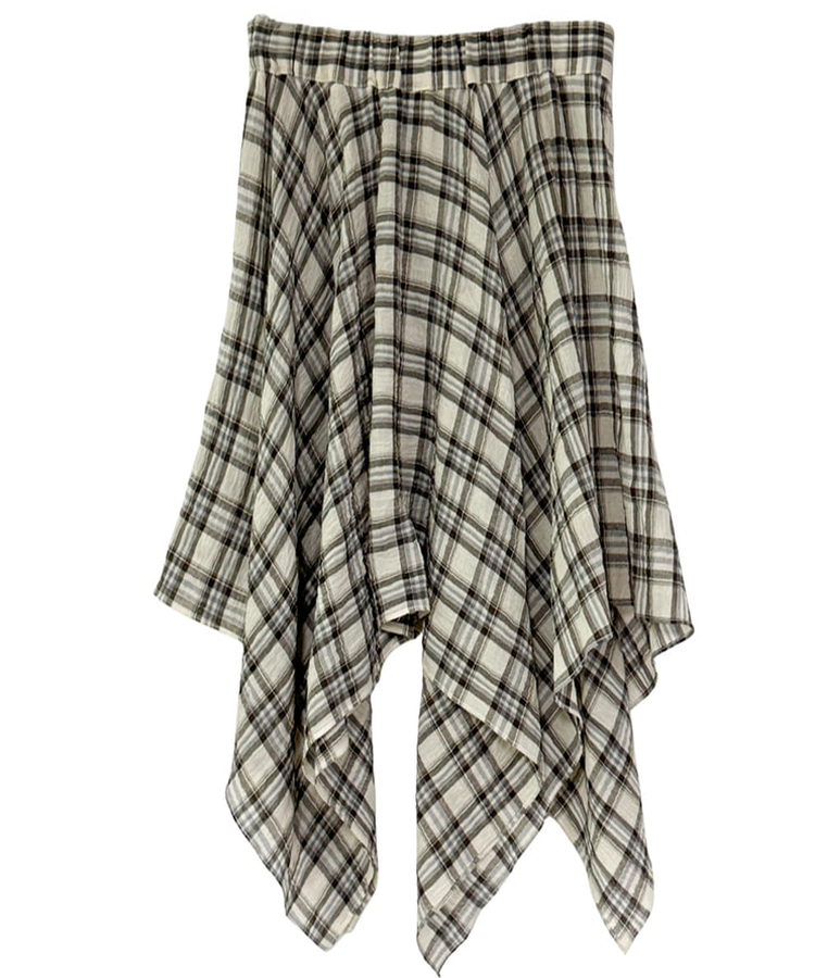 アンバランスチェックミディスカート