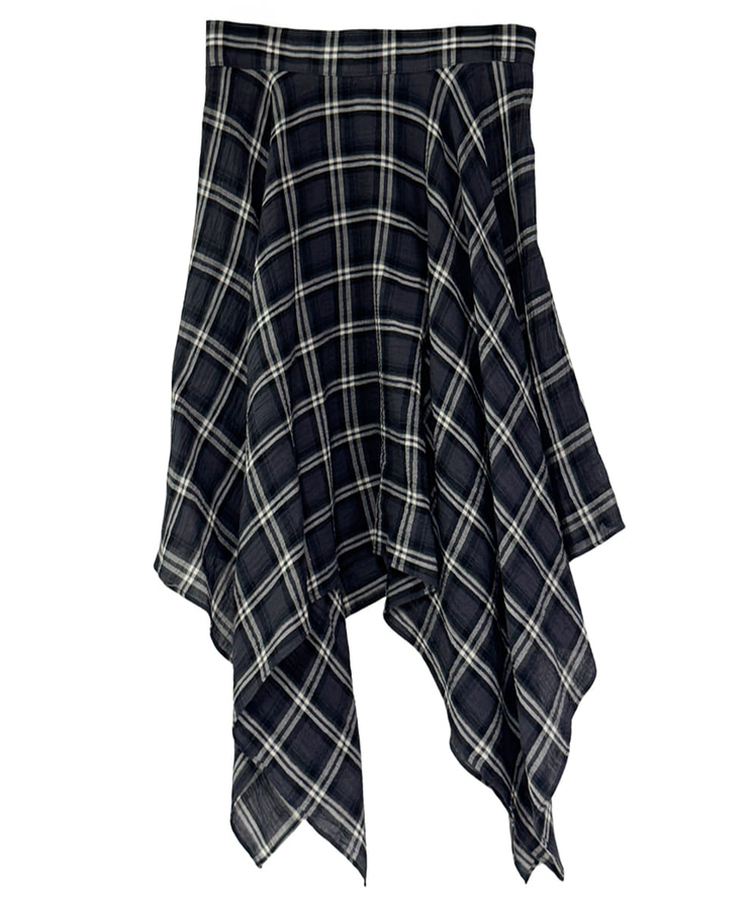 アンバランスチェックミディスカート