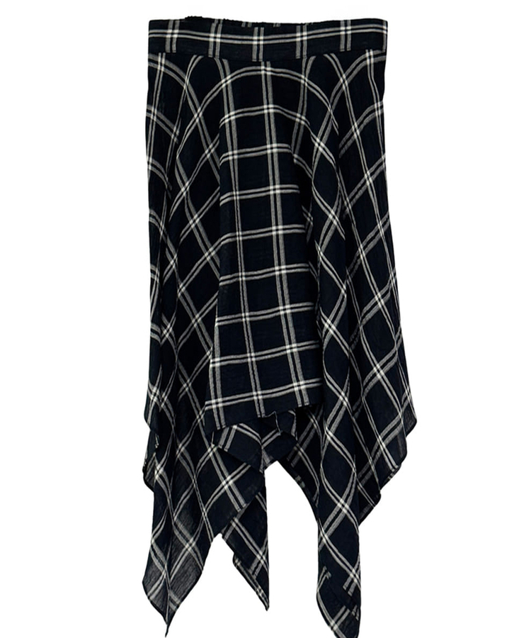 アンバランスチェックミディスカート