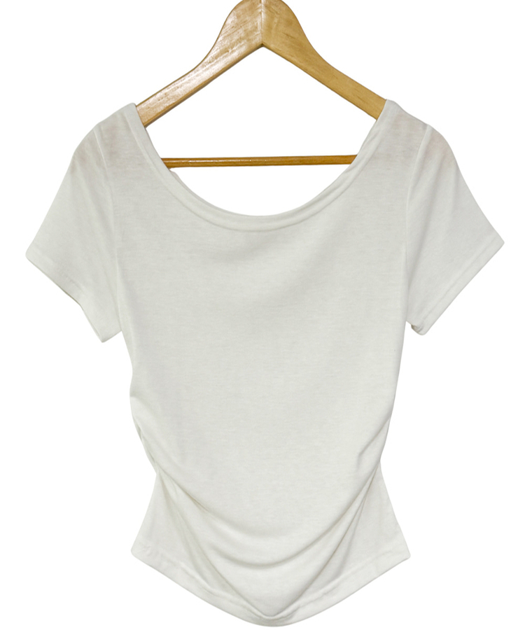 オフショルダードレープ半袖Tシャツ(6color)