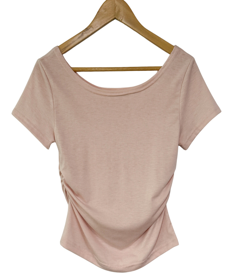 オフショルダードレープ半袖Tシャツ(6color)