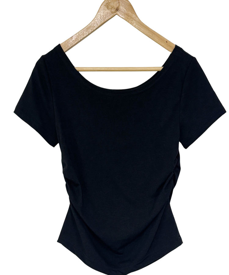 オフショルダードレープ半袖Tシャツ(6color)