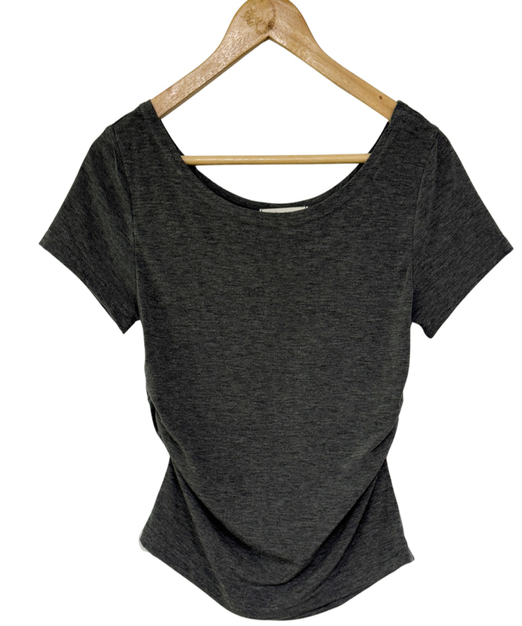 オフショルダードレープ半袖Tシャツ(6color)