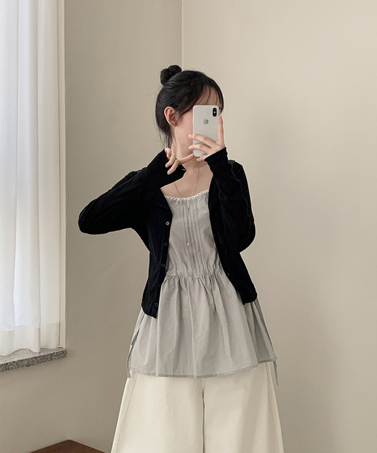 スクエアネックシアリングフレアミニワンピース SKY BLUE